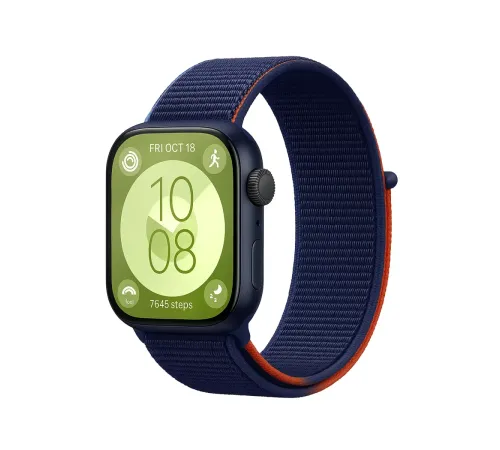Huawei Fit 4 Hasırlı Cırtcırtlı Kordon - Lacivert-Turuncu