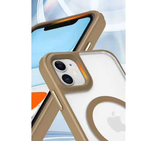 Apple iPhone 12 Kılıf Enka Magsafe Silikon Kılıf - Desert