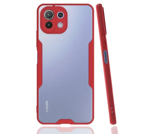 Xiaomi Mİ 11 Lite Kılıf Platin Silikon - Kırmızı
