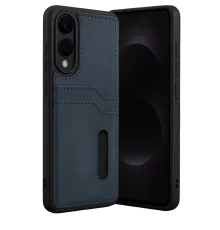 Samsung Galaxy S25 Edge Sara Kartvizitli Deri Kılıf - Lacivert