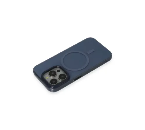 Apple iPhone 15 Pro Kılıf Anka PC Magneticsafe Sert Metal Kapak - Lacivert