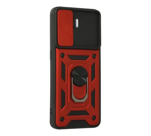 Reno 5 Lite Kılıf Pars Lens Yüzüklü Silikon - Kırmızı