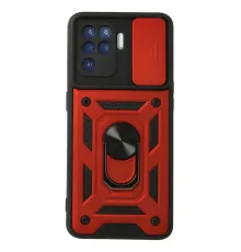 Reno 5 Lite Kılıf Pars Lens Yüzüklü Silikon - Kırmızı