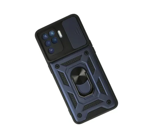 Reno 5 Lite Kılıf Pars Lens Yüzüklü Silikon - Lacivert
