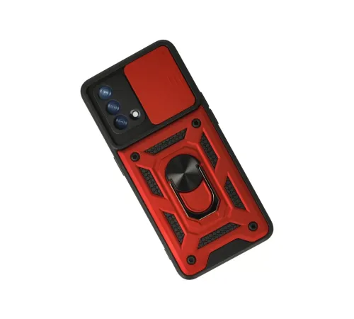 A74 4G Kılıf Pars Lens Yüzüklü Silikon - Kırmızı