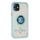 Apple iPhone 12 Mini Kılıf Montreal Yüzüklü Silikon Kapak - Buz Mavi