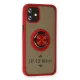 Apple iPhone 12 Mini Kılıf Montreal Yüzüklü Silikon Kapak - Kırmızı