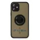 Apple iPhone 12 Mini Kılıf Montreal Yüzüklü Silikon Kapak - Siyah