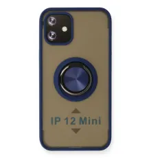 Apple iPhone 12 Mini Kılıf Montreal Yüzüklü Silikon Kapak - Lacivert