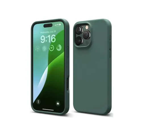 Apple iPhone 16 Pro Max Kılıf First Silikon - Koyu Yeşil