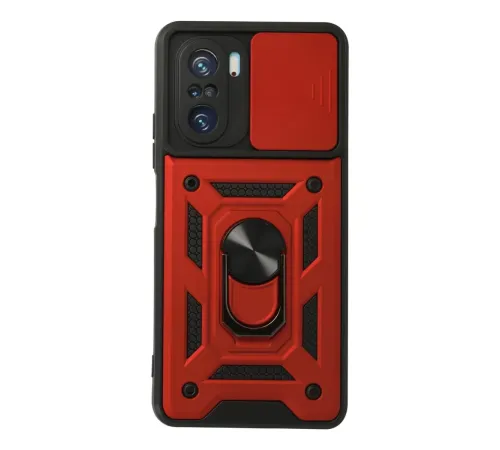 Xiaomi Poco F3 Kılıf Pars Lens Yüzüklü Silikon - Kırmızı