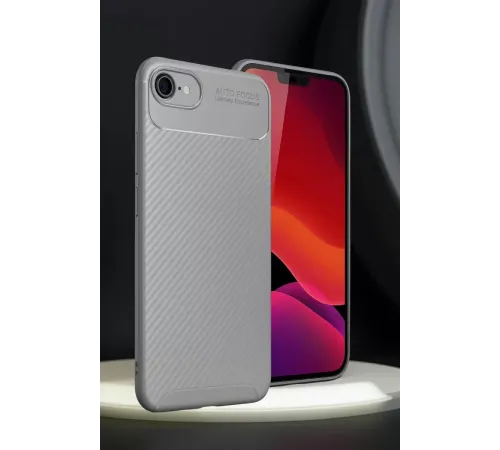 Apple iPhone 16E Kılıf Auto Focus Karbon Kapak - Gri