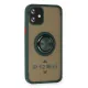 Apple iPhone 12 Mini Kılıf Montreal Yüzüklü Silikon Kapak - Yeşil