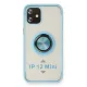 Apple iPhone 12 Kılıf Montreal Yüzüklü Silikon Kapak - Buz Mavi