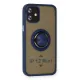 Apple iPhone 12 Kılıf Montreal Yüzüklü Silikon Kapak - Lacivert