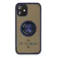 Apple iPhone 12 Kılıf Montreal Yüzüklü Silikon Kapak - Lacivert