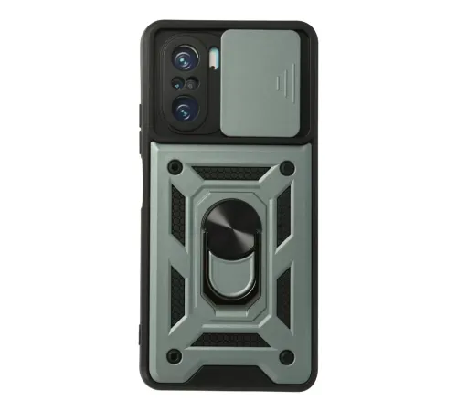 Xiaomi Poco F3 Kılıf Pars Lens Yüzüklü Silikon - Yeşil