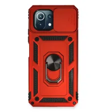 Xiaomi Mİ 11 Lite Kılıf Pars Lens Yüzüklü Silikon - Kırmızı