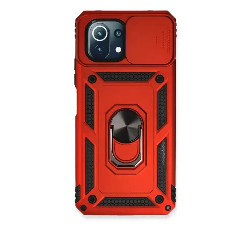 Xiaomi Mİ 11 Lite Kılıf Pars Lens Yüzüklü Silikon - Kırmızı