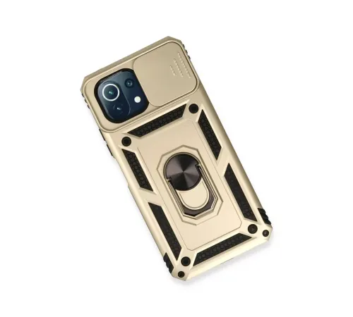 Xiaomi Mİ 11 Lite Kılıf Pars Lens Yüzüklü Silikon - Gold