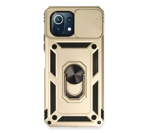 Xiaomi Mİ 11 Lite Kılıf Pars Lens Yüzüklü Silikon - Gold