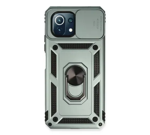 Xiaomi Mİ 11 Lite Kılıf Pars Lens Yüzüklü Silikon - Yeşil