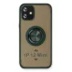 Apple iPhone 12 Kılıf Montreal Yüzüklü Silikon Kapak - Yeşil