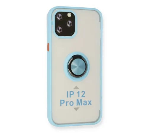 Apple iPhone 12 Pro Kılıf Montreal Yüzüklü Silikon Kapak - Buz Mavi