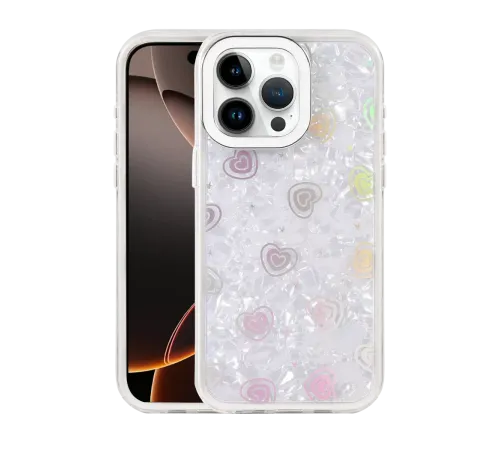 Apple iPhone 15 Pro Lumi Desenli Kapak - Beyaz