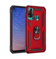 Huawei P40 Lite E Kılıf Sofya Yüzüklü Silikon Kapak - Kırmızı