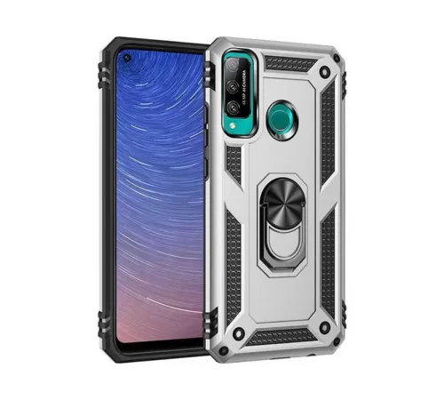 Huawei P40 Lite E Kılıf Sofya Yüzüklü Silikon Kapak - Gümüş
