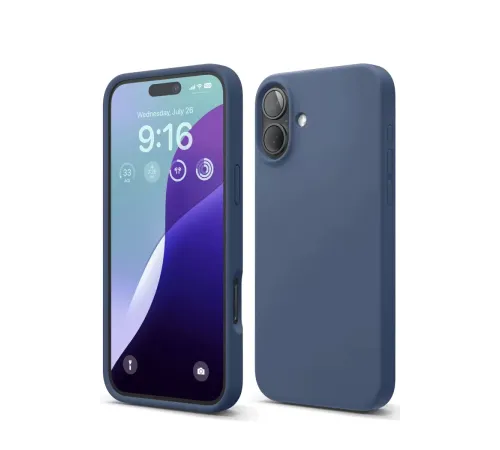 Apple iPhone 16 Plus Kılıf Nano içi Kadife Silikon - Lacivert