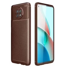 Xiaomi Redmi Note 9 5G Kılıf Auto Focus Karbon Kapak - Kahverengi