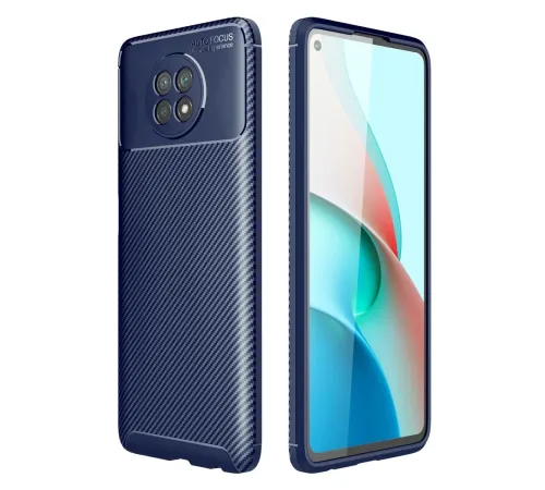 Xiaomi Redmi Note 9 5G Kılıf Auto Focus Karbon Kapak - Lacivert