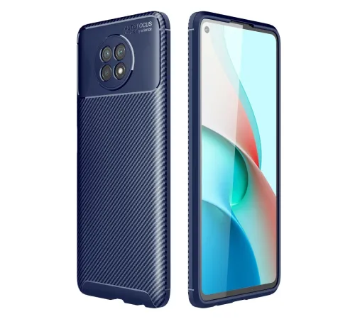 Xiaomi Redmi Note 9 5G Kılıf Auto Focus Karbon Kapak - Lacivert
