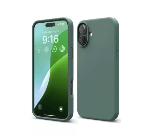 Apple iPhone 16 Plus Kılıf Nano içi Kadife Silikon - Koyu Yeşil