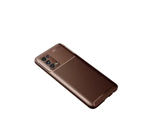 Reno 5 Kılıf Auto Focus Karbon Kapak - Kahverengi