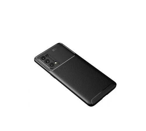 Reno 5 Pro Kılıf Auto Focus Karbon Kapak - Siyah