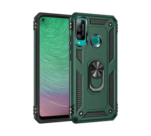 Huawei P40 Lite E Kılıf Sofya Yüzüklü Silikon Kapak - Yeşil