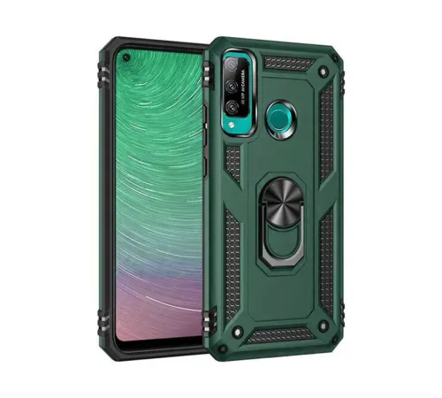 Huawei P40 Lite E Kılıf Sofya Yüzüklü Silikon Kapak - Yeşil
