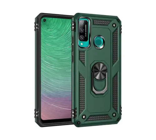 Huawei P40 Lite E Kılıf Sofya Yüzüklü Silikon Kapak - Yeşil