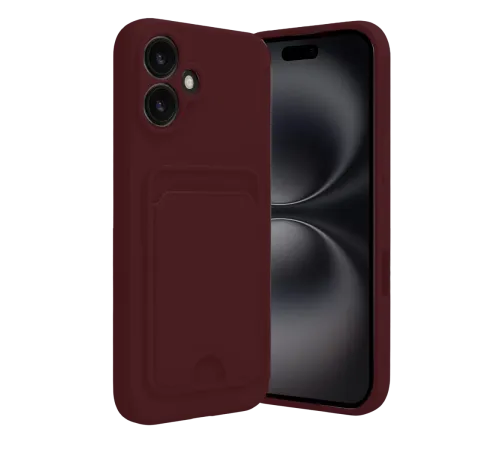 Apple iPhone 16 Kılıf Kelvin Kartvizitli Silikon - Bordo