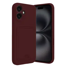 Apple iPhone 16 Kılıf Kelvin Kartvizitli Silikon - Bordo