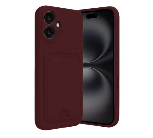 Apple iPhone 16 Kılıf Kelvin Kartvizitli Silikon - Bordo