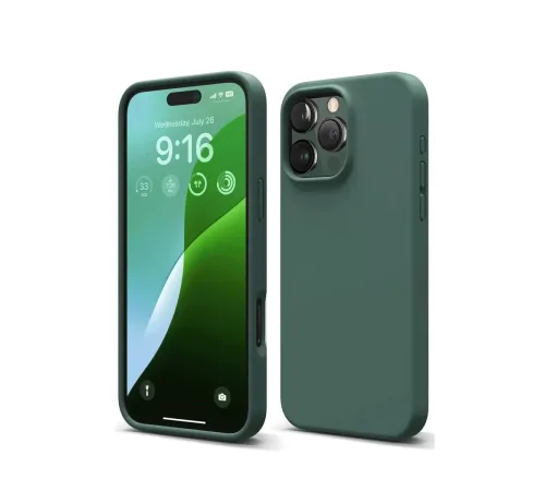 Apple iPhone 16 Pro Kılıf Nano içi Kadife Silikon - Koyu Yeşil