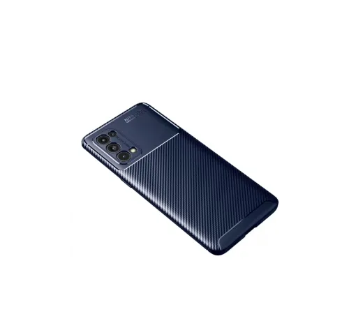 Reno 5 Pro Kılıf Auto Focus Karbon Kapak - Lacivert