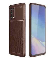 Reno 5 Pro Kılıf Auto Focus Karbon Kapak - Kahverengi