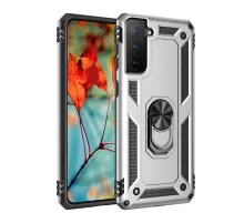 Samsung Galaxy S21 Kılıf Sofya Yüzüklü Silikon Kapak - Gümüş