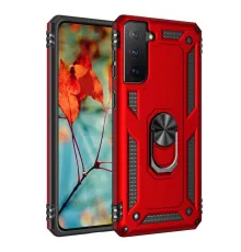 Samsung Galaxy S21 Kılıf Sofya Yüzüklü Silikon Kapak - Kırmızı