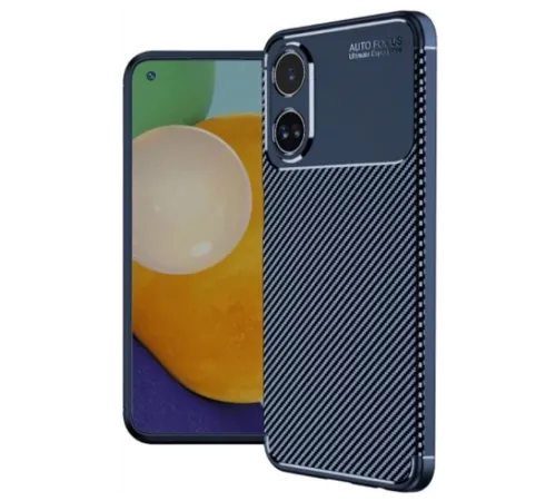 A60 Kılıf Auto Focus Karbon Kapak - Lacivert